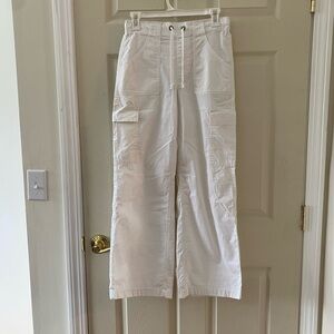 Hollister White Adjustable-Rise Baggy Cargo Pants